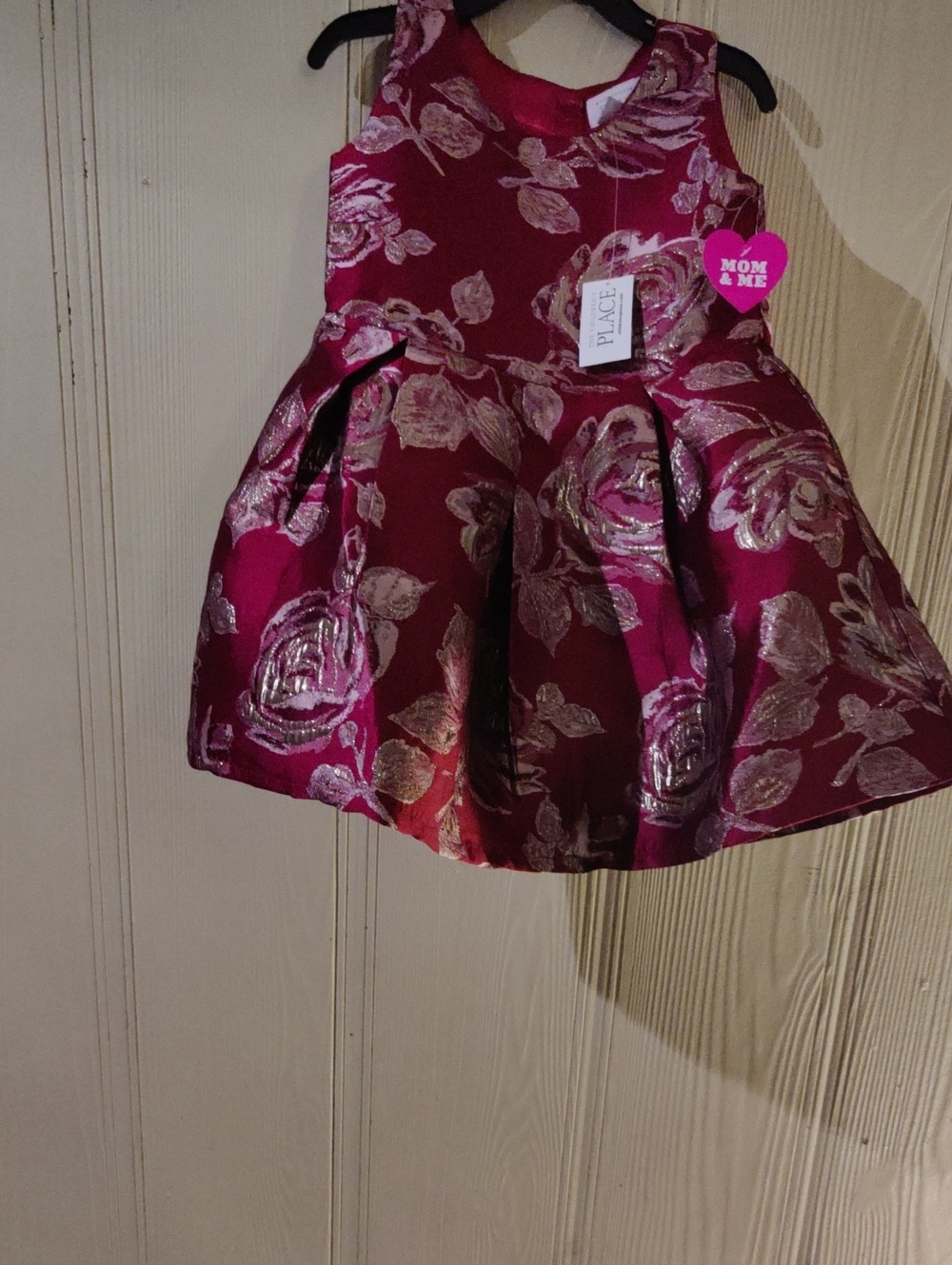 NWT $36 Size 4t The Children's Place Burgund Gold Floral  with Metallic Accent